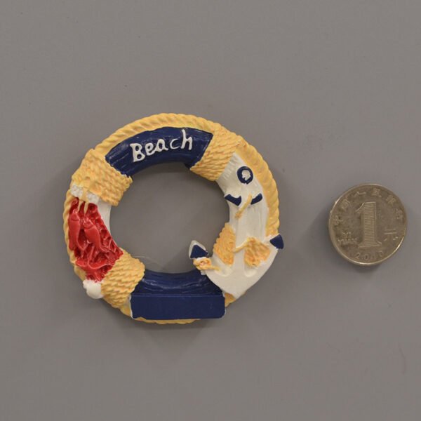 wholesale mediterranean style decorative fridge magnets with lifebuoys, sailing ships, lighthouses, creative resin 3d magnetic stickers, iron magnets factory direct